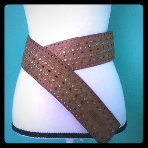 Leather metal studded belt